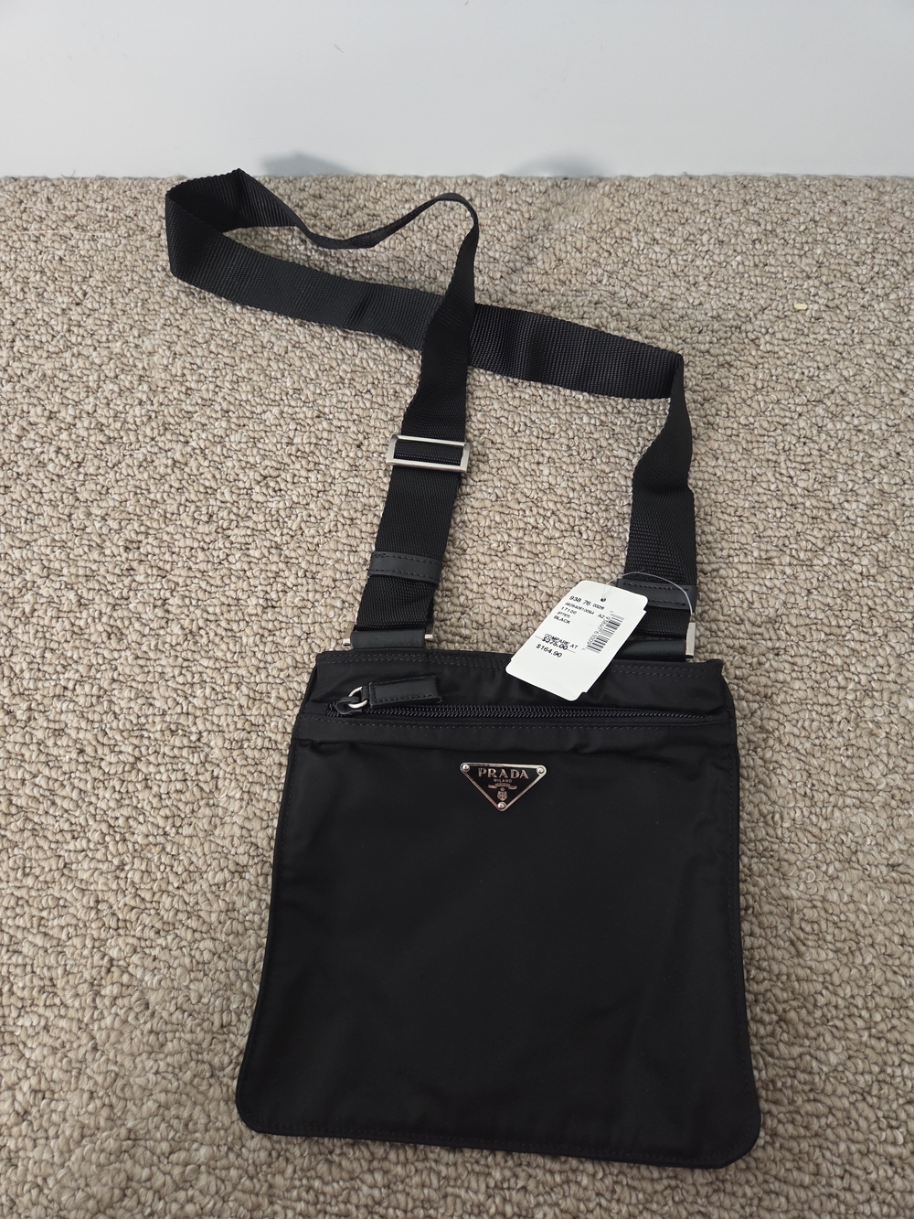 Prada Black Nylon Crossbody Messenger Bag with Triangular Logo